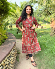 Rust ambi printed kurta duppata set
