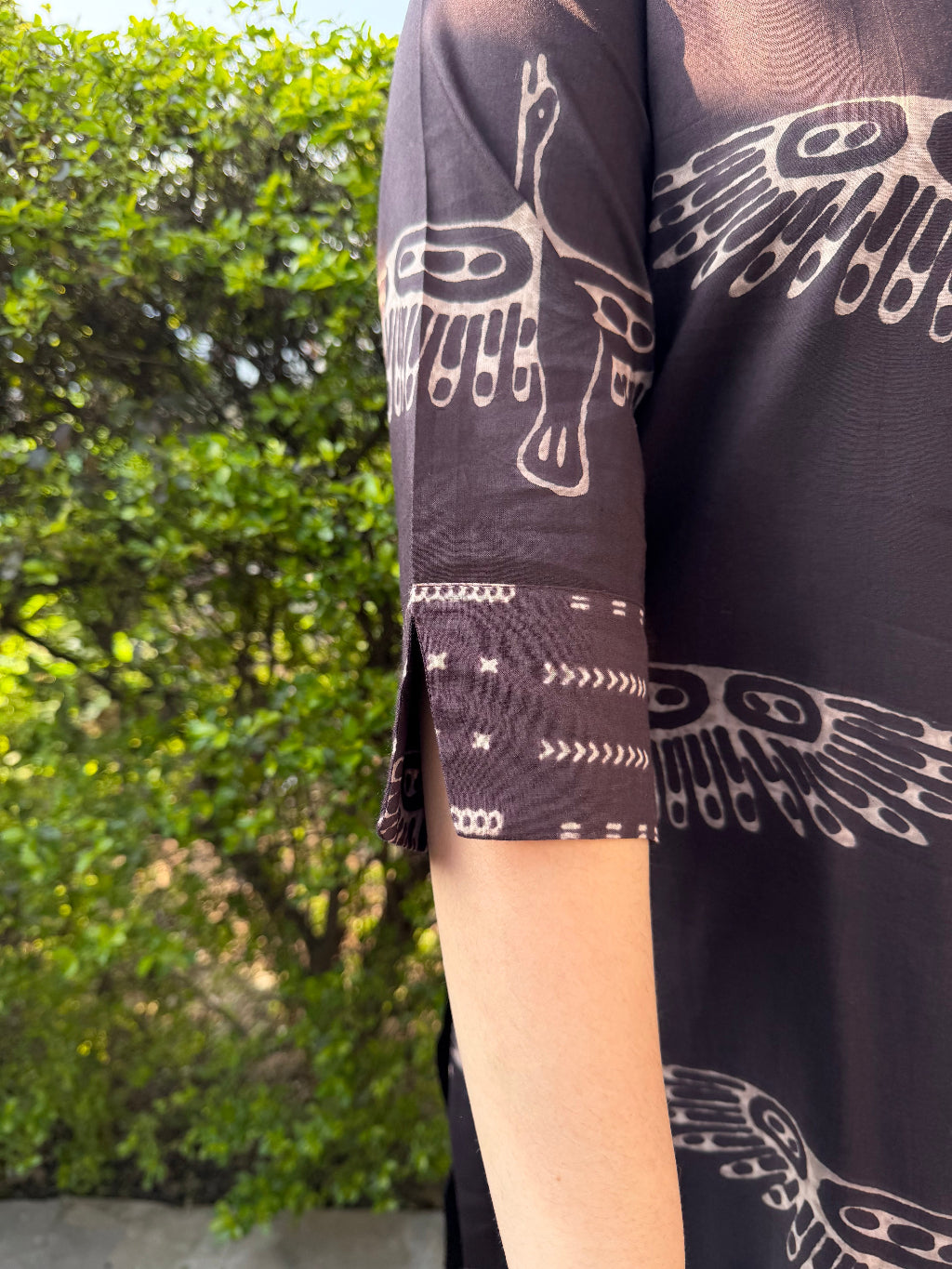 Black Bird Co-ord Set sleeve detail by MySanskritam