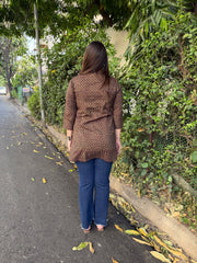 Brown geometric short Kurti