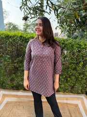 Dark purple ban neck kurti