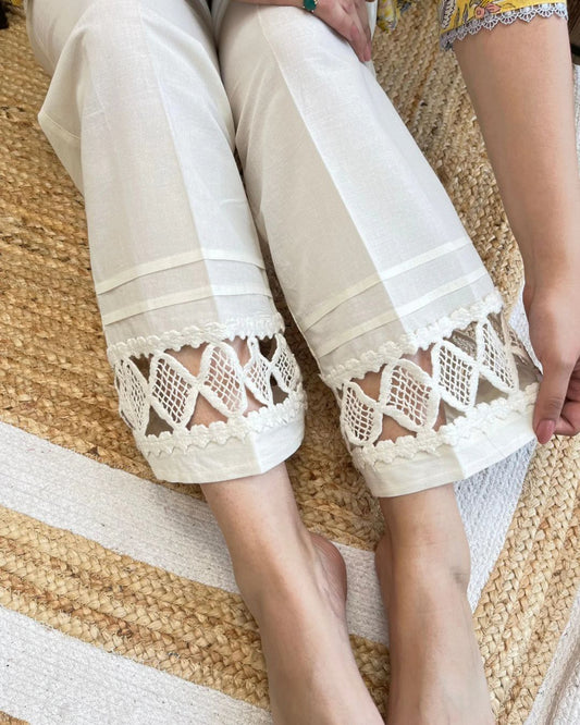 Cream Lacework Palazzo (Length 38 inches)