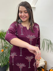 Premium Modal Wine Tree long kurta - MYSANSKRITAM