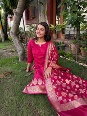 Maroon Banarsi Full suit set