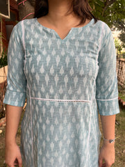 Pastel blue ikkat kali kurta