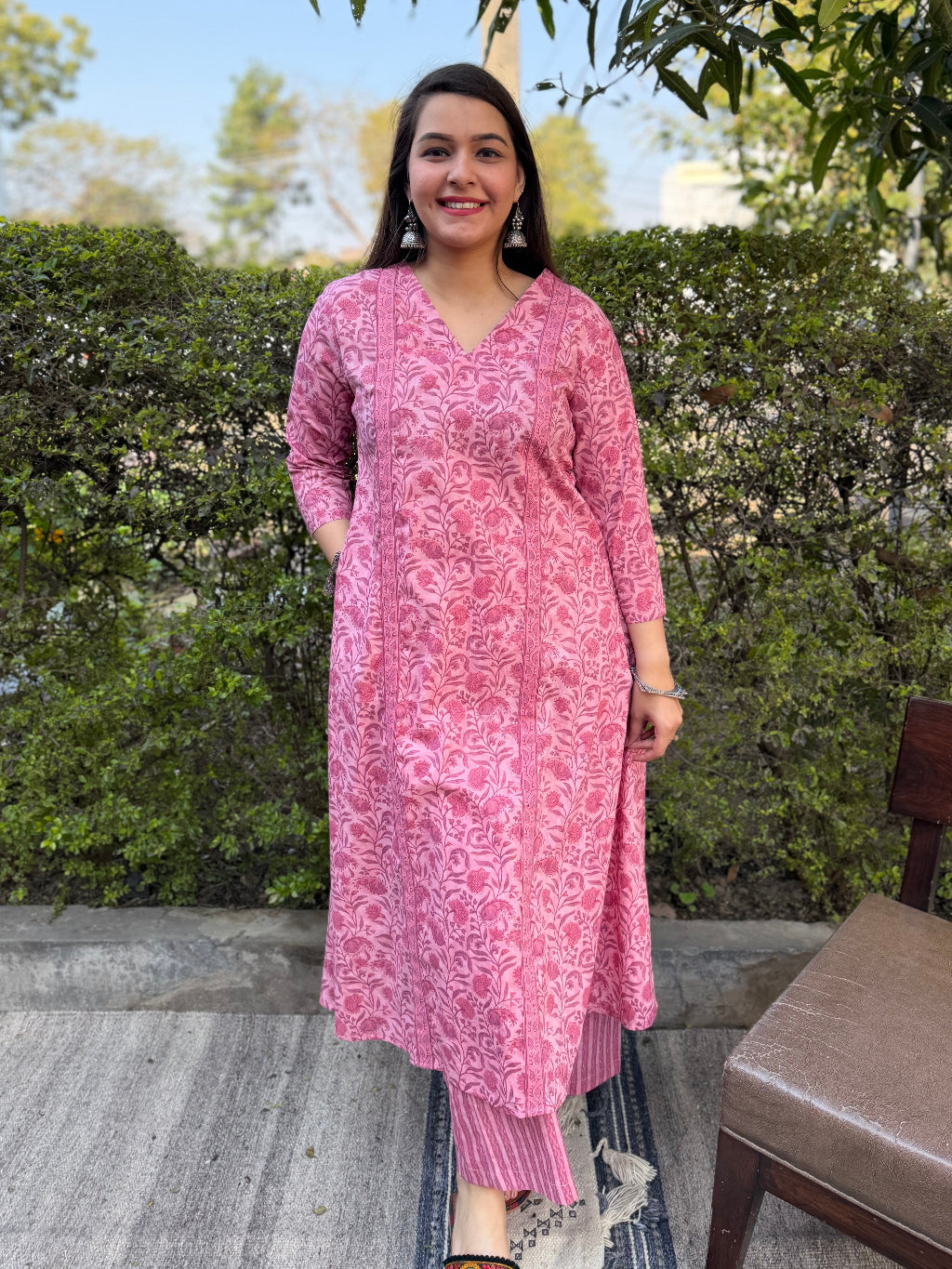 Pink Floral Aline Coord Set by MySanskritam