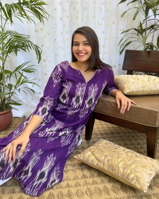 Purple Ikkat Kurta