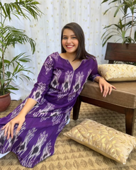Purple Ikkat Kurta