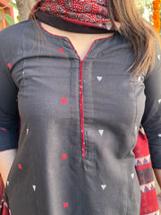 Black A-line south cotton kurta only