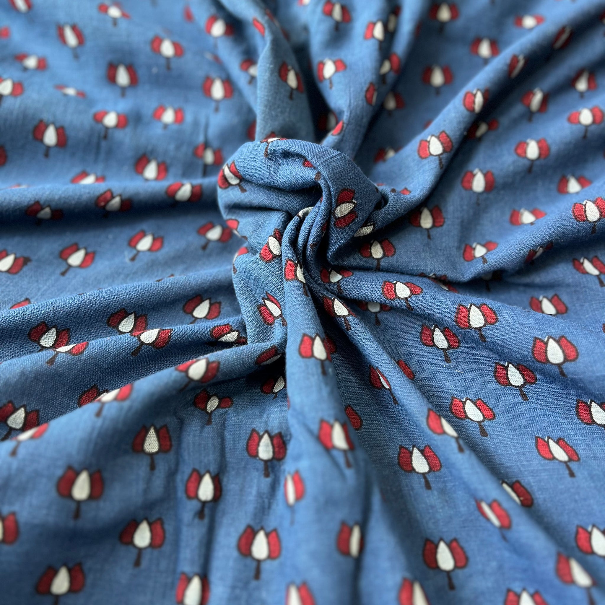 Blue Rose Ajrakh Fabric