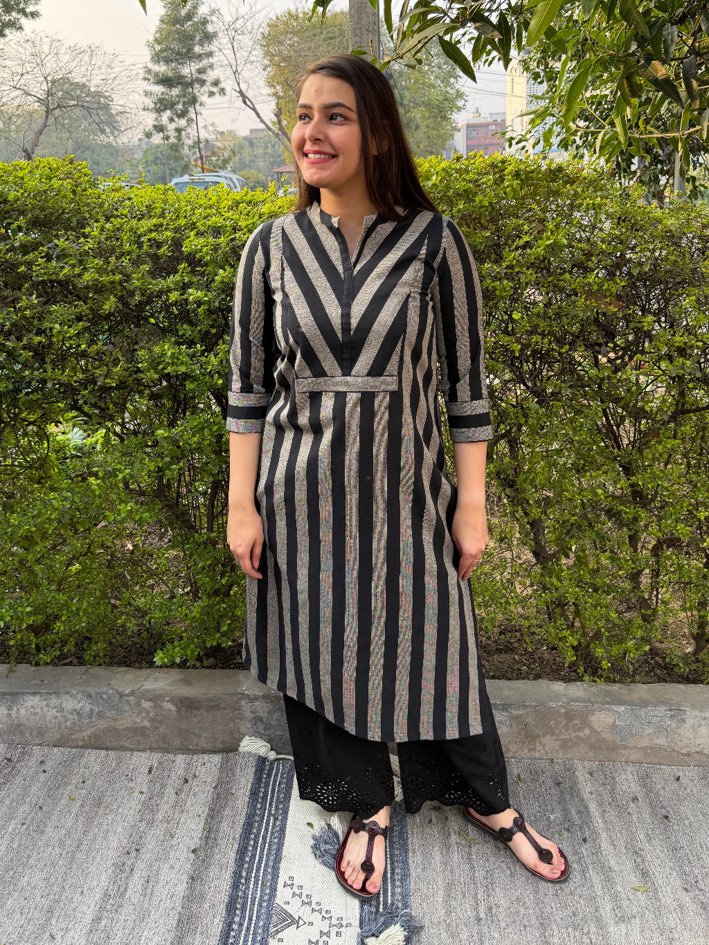 Sutra Stripe Kurta by MySanskritam