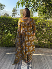 Mehendi green Full Suit Set from the back by Sanskritam