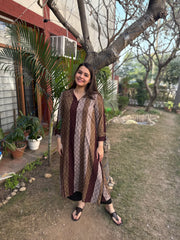 Coffee striped Aline kurta