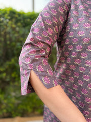 Dark purple ban neck kurti