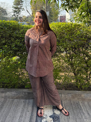 Brown Lines Handblock printed Co ord Set