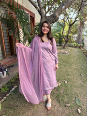 lavender embroidered woollen suit set