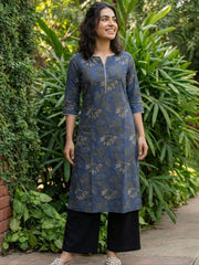 Blue big flower kurta