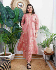 Peach aline muslin silk coord set