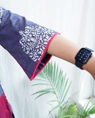 Grey circle handblock kurti