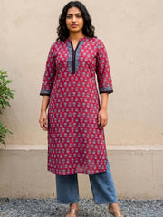 Cherry red Floral Buti Printed Kurta