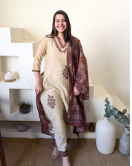 Cream buta Chanderi full suit set