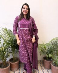 Dark Pink floral Suit Set