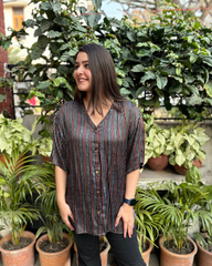 Premium black lines Modal silk Shirt