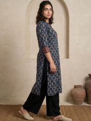 Navy Blue Print Kurta