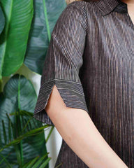 Brown lines muslin silk coord set