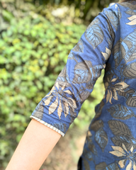 Dark blue overall floral kurta