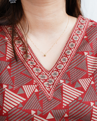 Maroon Triangle geometric kurti