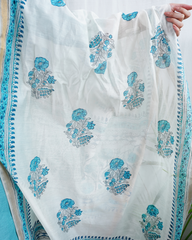 Ferozi linen kurta with chanderi duppata