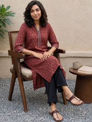 Maroon Ambi kurta