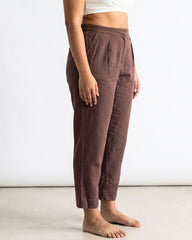 Solid brown straight fit pants