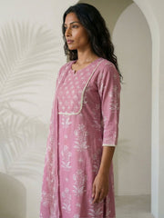Gulnaar Blush Handblock Cotton Suit Set