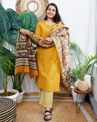 Mustard solid Suit set