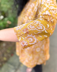 Mustard floral Pintucks top