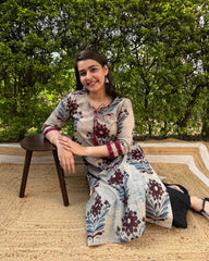 Grey Big rose kurta