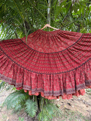 Maroon ambi 3 tier skirt