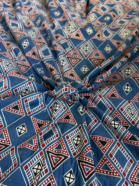 Indigo Geometric Ajrakh Fabric