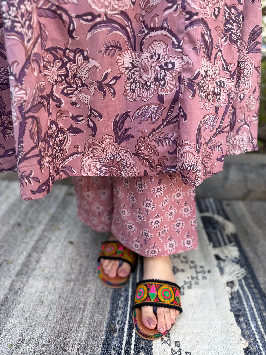 Lavender Floral Aline Coord Set Pants by MySanskritam