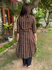 Mud Brown ban neck kurta from the back by Sankritam