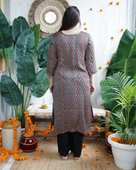 Multicolor Zigzag Modal Silk Kurta