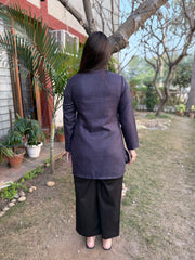 Blue self design woollen short kurti