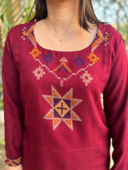 Maroon woollen coord set