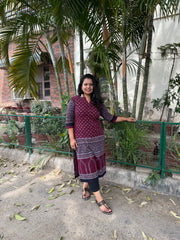 Wine Ajrakh Designer kurta
