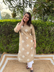 Beige Full embroidered Long kurta