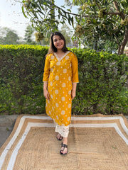 Mustard Full embroidered Long kurta