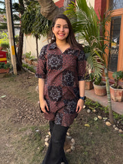 Saanjh Handblock Coffee Top by MySanskritam