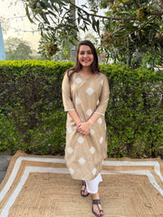 Beige Full embroidered Long kurta