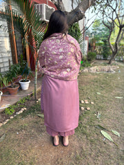 Onion woollen suit set with embroidered stole